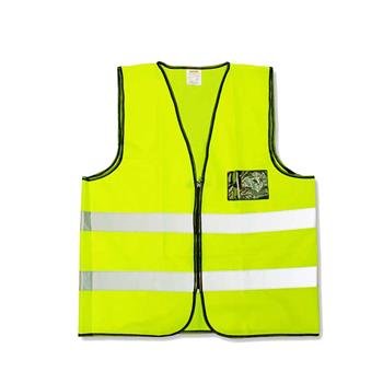 Fluorescent lime reflective safety vest, large, zip and pocket
